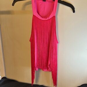 Pink Fringe Sleeveless Top